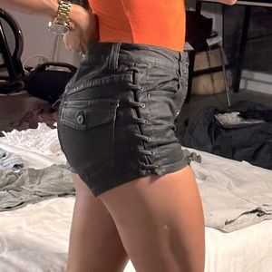 Free people black/gunmetal waxed shorts